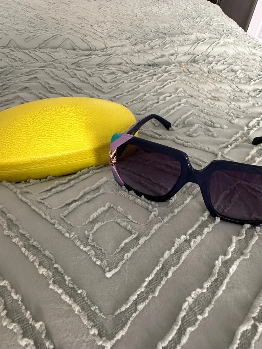 Emilio Pucci Navy Sunglasses with Purple Lenses and Yellow Case
